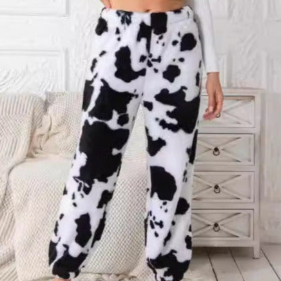 Donna - Pantaloni in pile con stampa accogliente