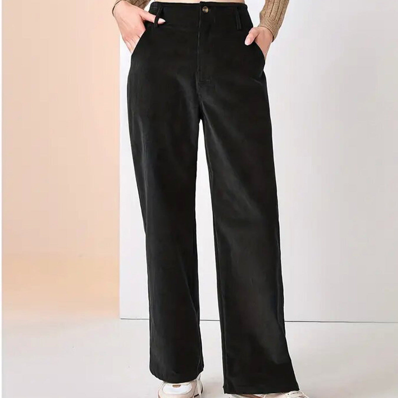 Donna - Pantaloni di velluto a coste a gamba larga - Stile casual
