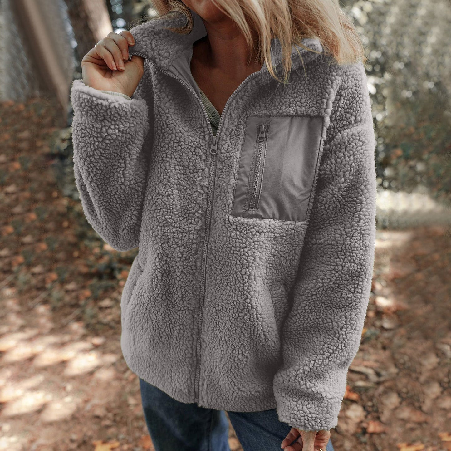 Donna - Giacca in pile - Stile collo alto