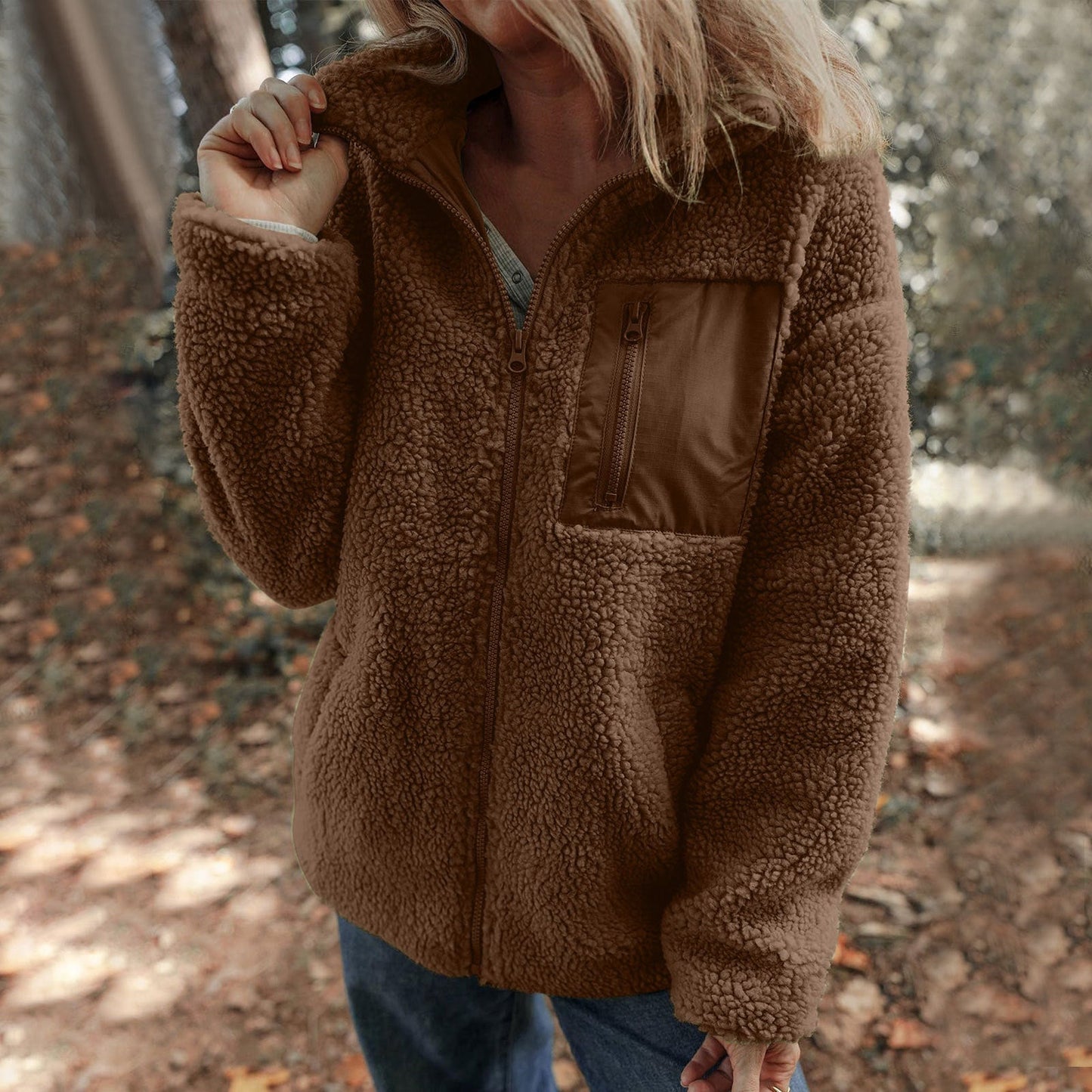 Donna - Giacca in pile - Stile collo alto