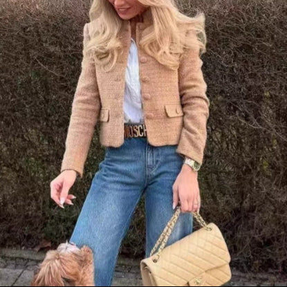 Donna - Giacca blazer in tweed con eleganti dettagli sui bottoni