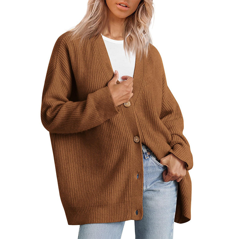 Donna - Cardigan in maglia a righe con bottoni - Vestibilità rilassata