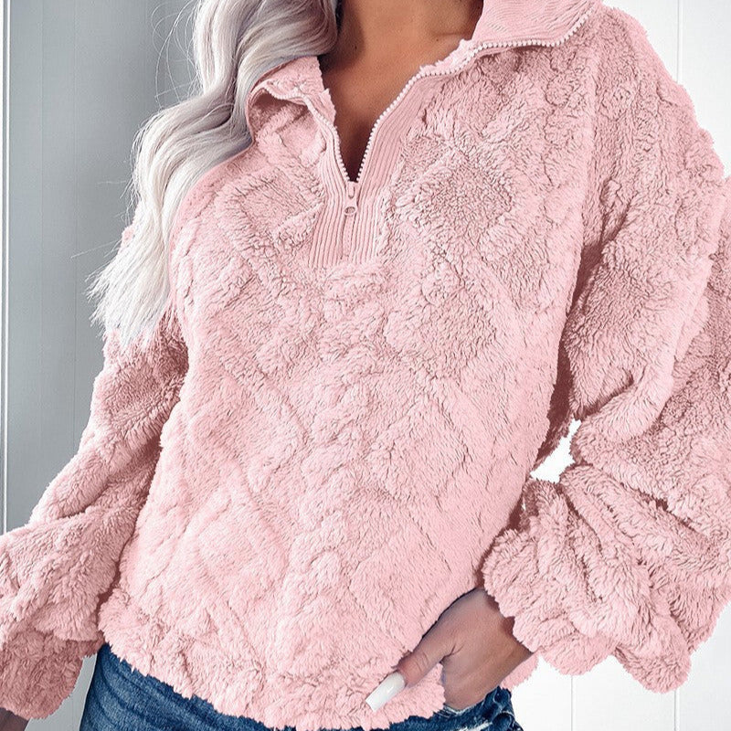 Donna - Maglia in pile a collo alto - mezza zip