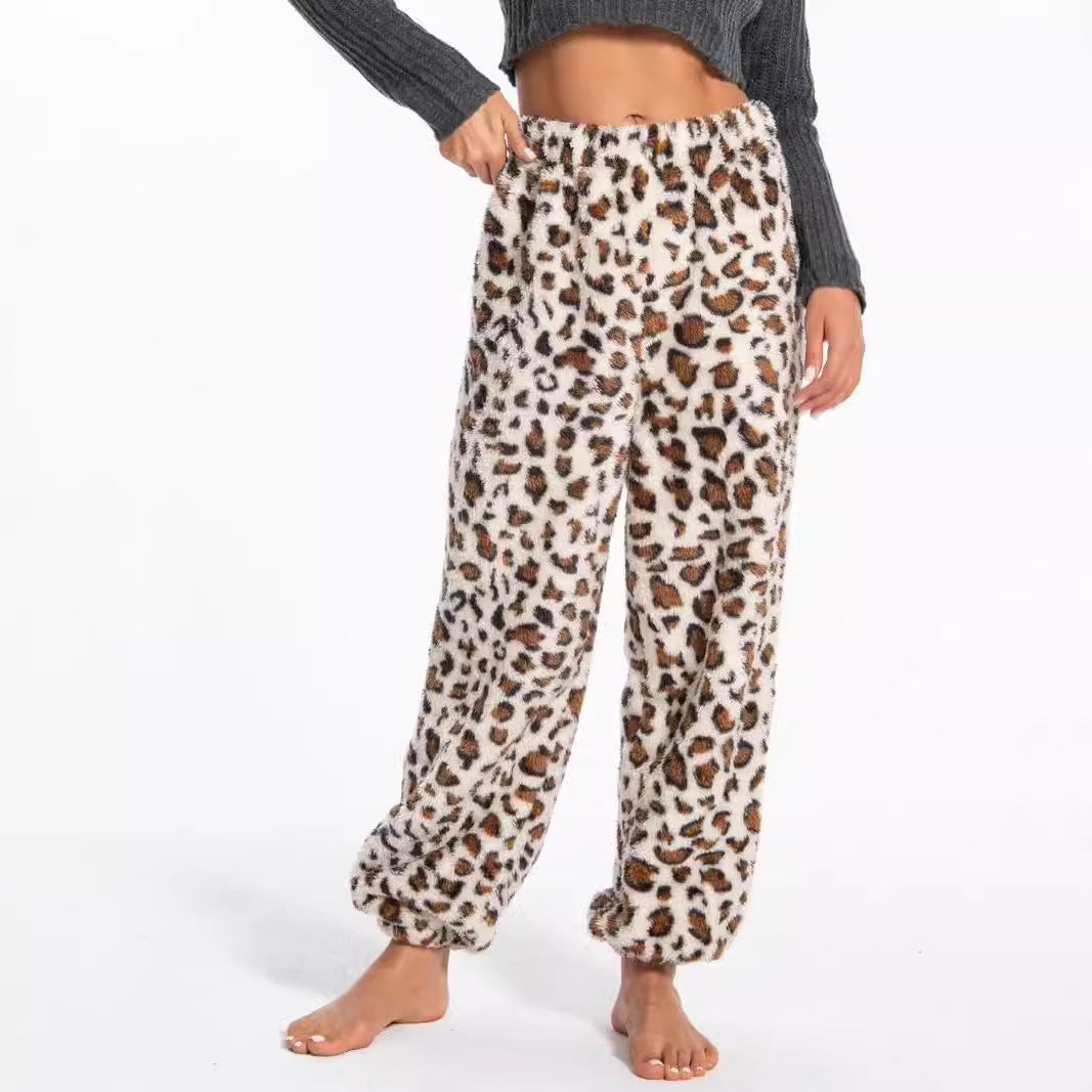 Donna - Pantaloni in pile con stampa accogliente