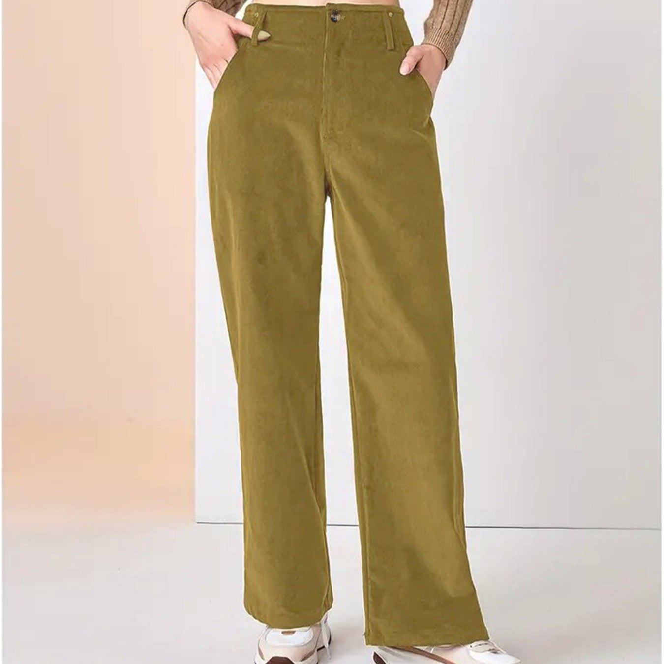 Donna - Pantaloni di velluto a coste a gamba larga - Stile casual
