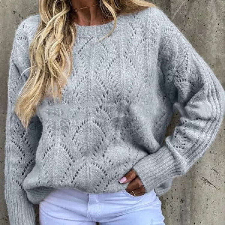 Donna - Maglione lavorato a maglia - Modello a pizzo fine
