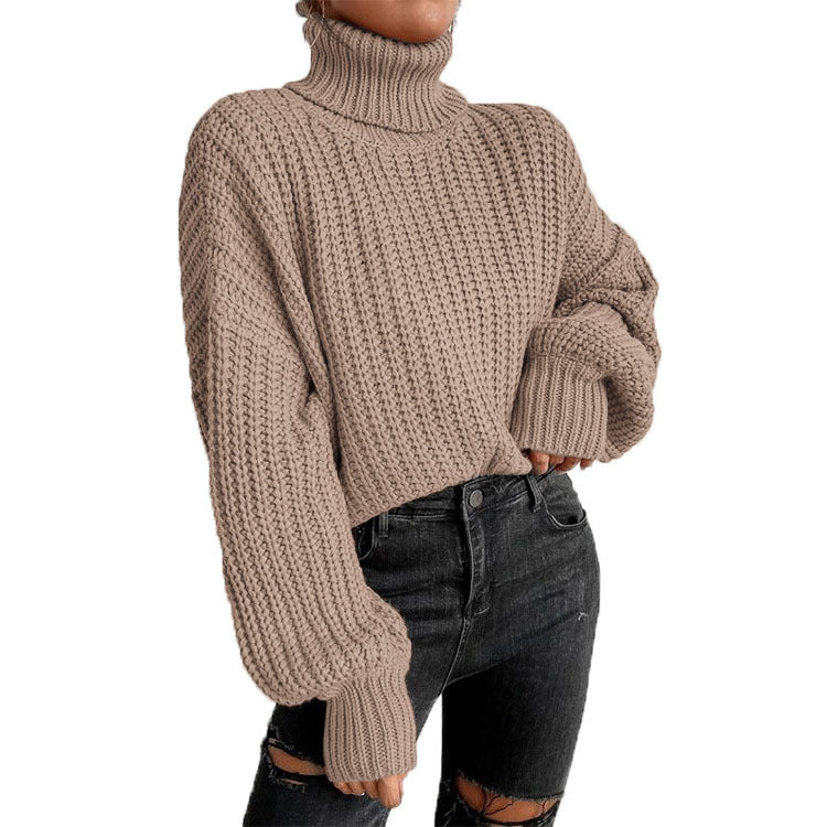 Donna - Maglia con collo alto e grosso - Stile casual