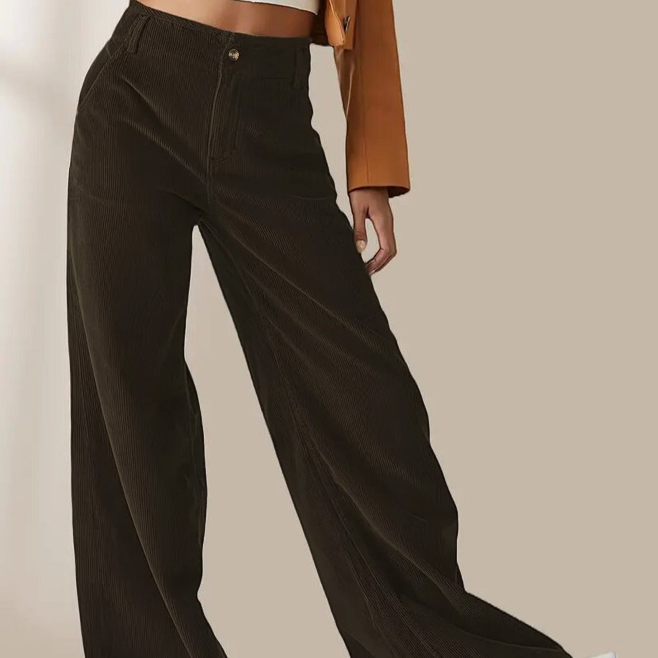 Donna - Pantaloni di velluto a coste a gamba larga - Stile casual