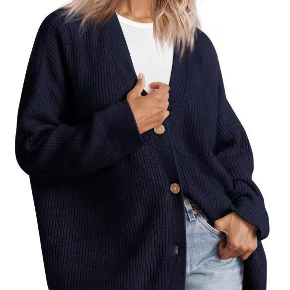 Donna - Cardigan in maglia a righe con bottoni - Vestibilità rilassata