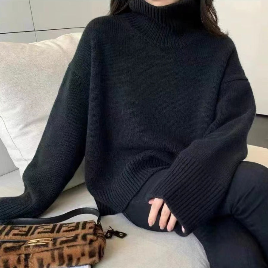 Donna - Maglione a collo alto lavorato a maglia - Vestibilità morbida