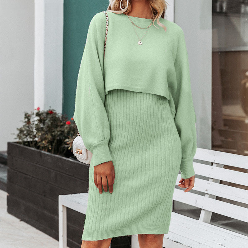Donna - Vestito midi e top con maglione - Set in maglia