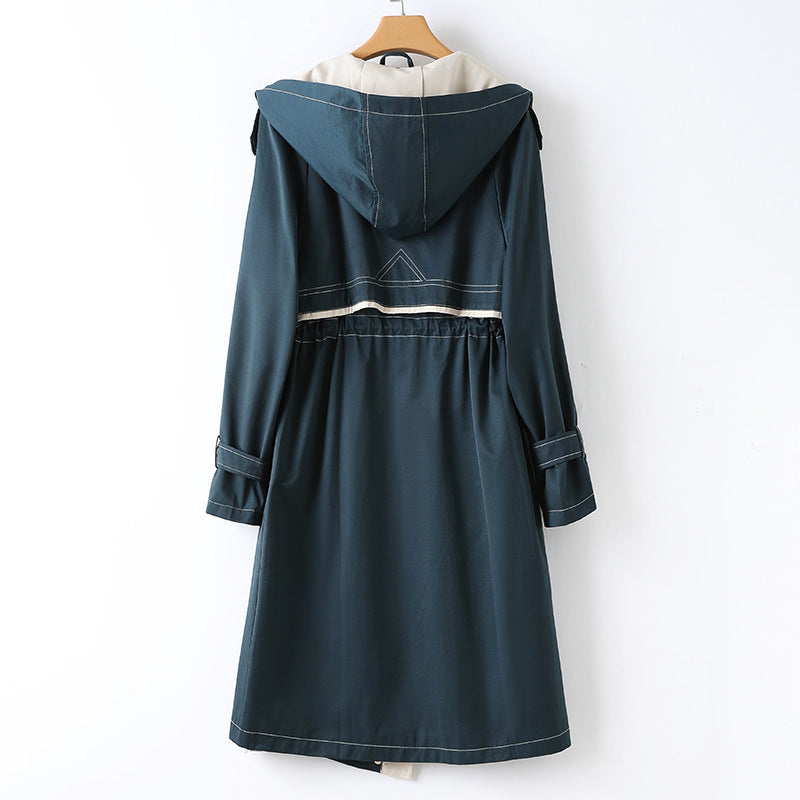 Donna - Trench lungo con cappuccio - Impermeabile