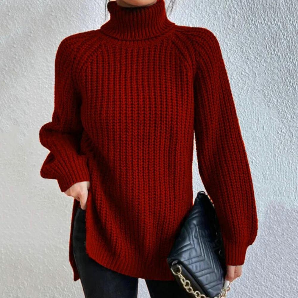Donna - Accogliente maglione a collo alto - Stile invernale