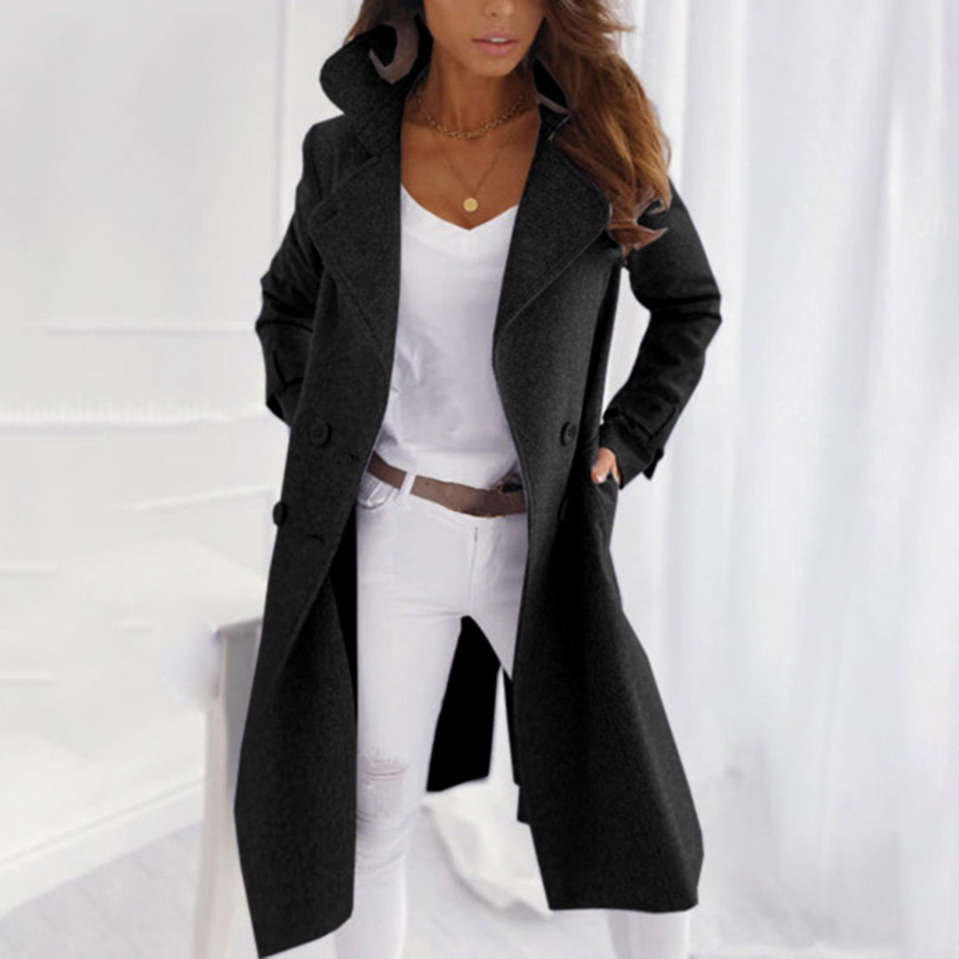 Donna - Cappotto lungo doppiopetto sartoriale - Risvolto strutturato