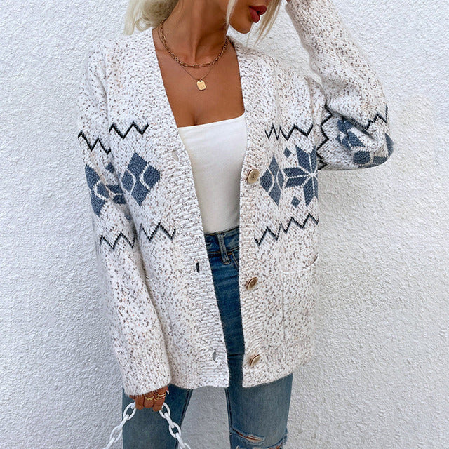 Donna - Cardigan con bottoni in maglia - Stile autunnale