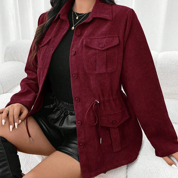 Donna - Elegante giacca in velluto a coste con tasche