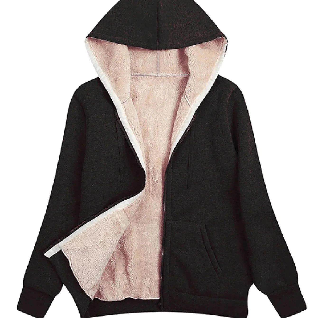 Donna - Giacca in pile con cappuccio - Comode maniche lunghe