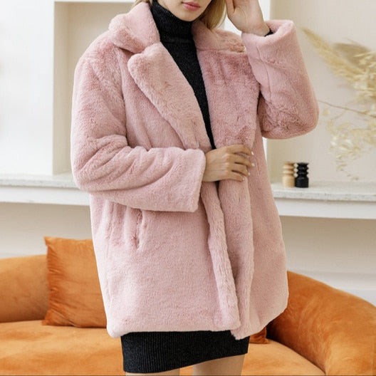 Donna - Cappotto morbido oversize con colletto a bavero