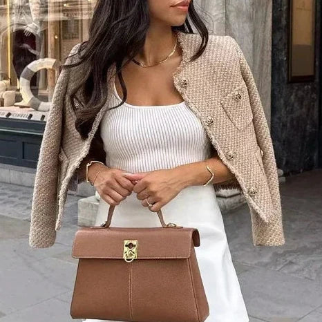 Donna - Giacca cropped in tweed - Cappotto corto elegante