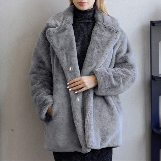 Donna - Cappotto morbido oversize con colletto a bavero