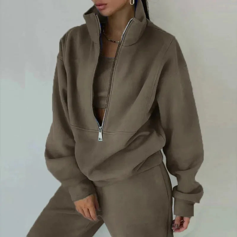 Donna - Impostata invernale casual - Felpa e pantaloni comodi