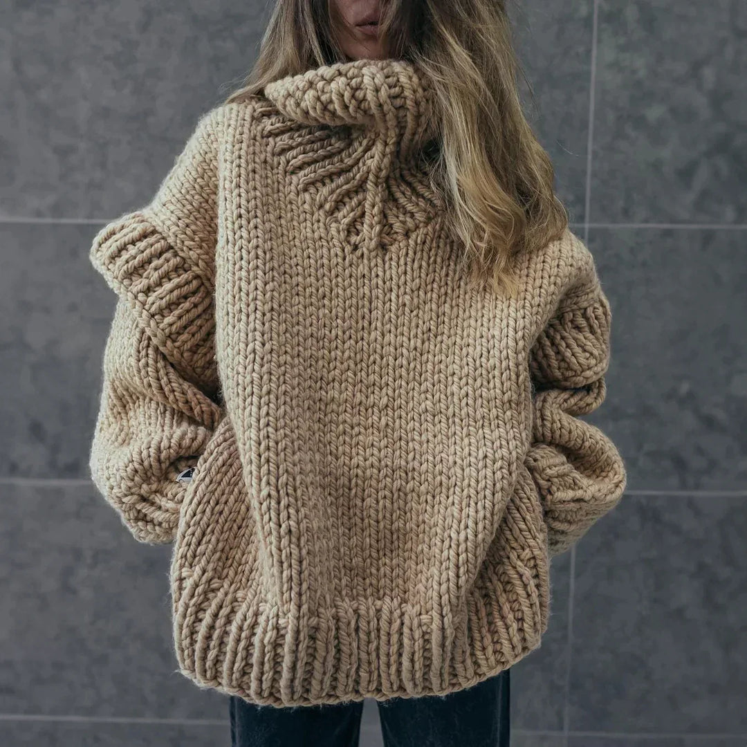 Donna - Maglione dolcevita a maglia grossa - Fuori misura