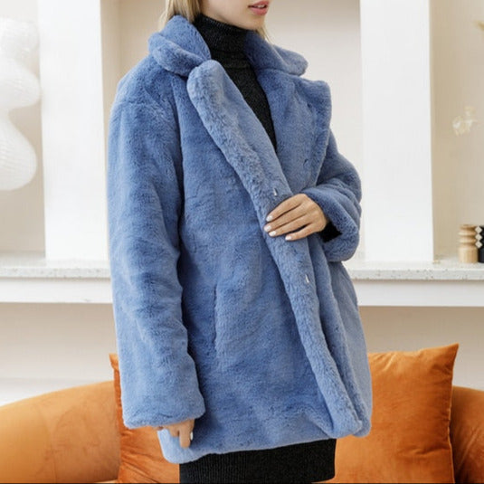 Donna - Cappotto morbido oversize con colletto a bavero