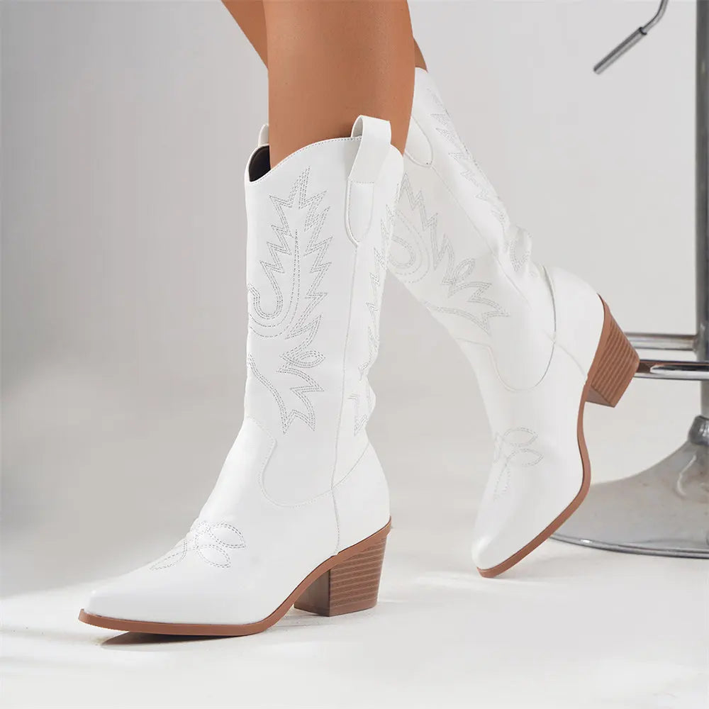 Donna - Stivali da cowboy moderni - Stile con tacco a blocco