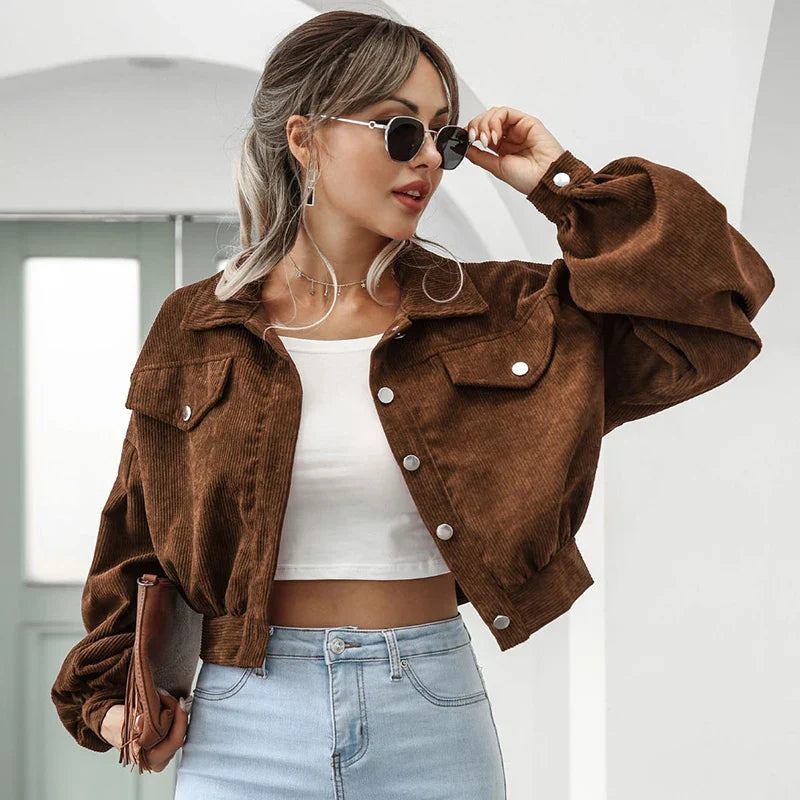 Donna - Giacca corta in velluto a coste - Elegante e versatile
