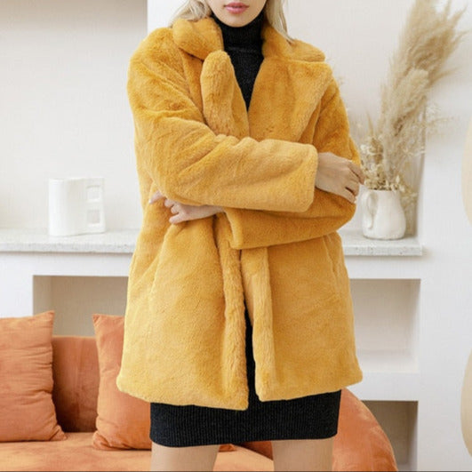 Donna - Cappotto morbido oversize con colletto a bavero