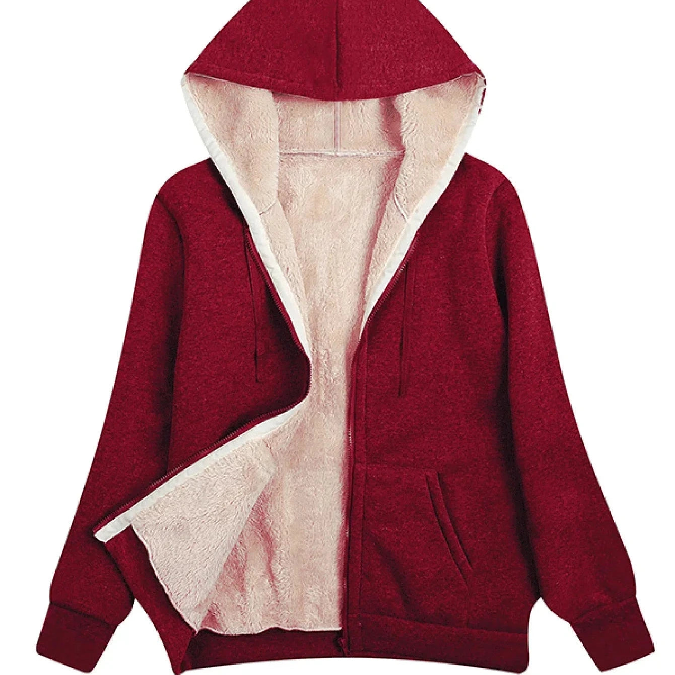 Donna - Giacca in pile con cappuccio - Comode maniche lunghe