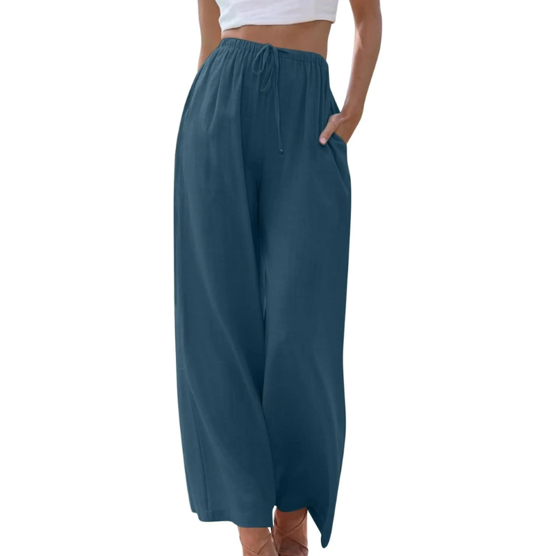 Donna - Pantaloni eleganti - Miscela di cotone e lino - Comfort alla moda