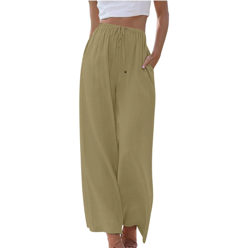 Donna - Pantaloni eleganti - Miscela di cotone e lino - Comfort alla moda