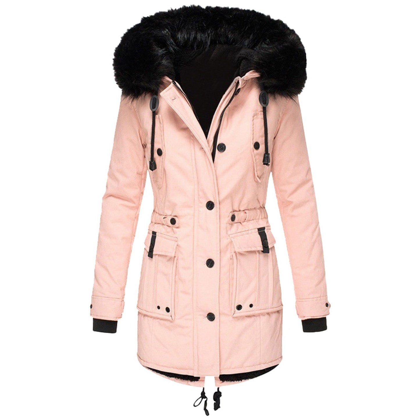 Donna - Cappotto sartoriale di media lunghezza - Cappuccio in pelliccia sintetica