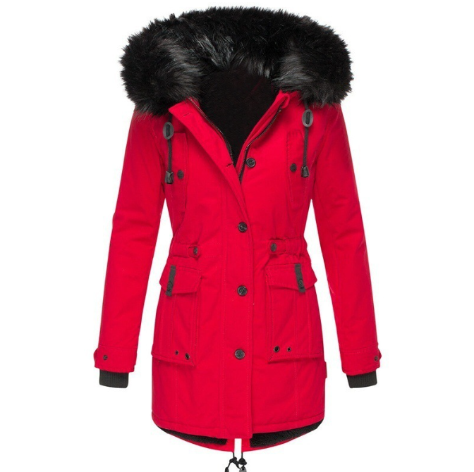 Donna - Cappotto sartoriale di media lunghezza - Cappuccio in pelliccia sintetica