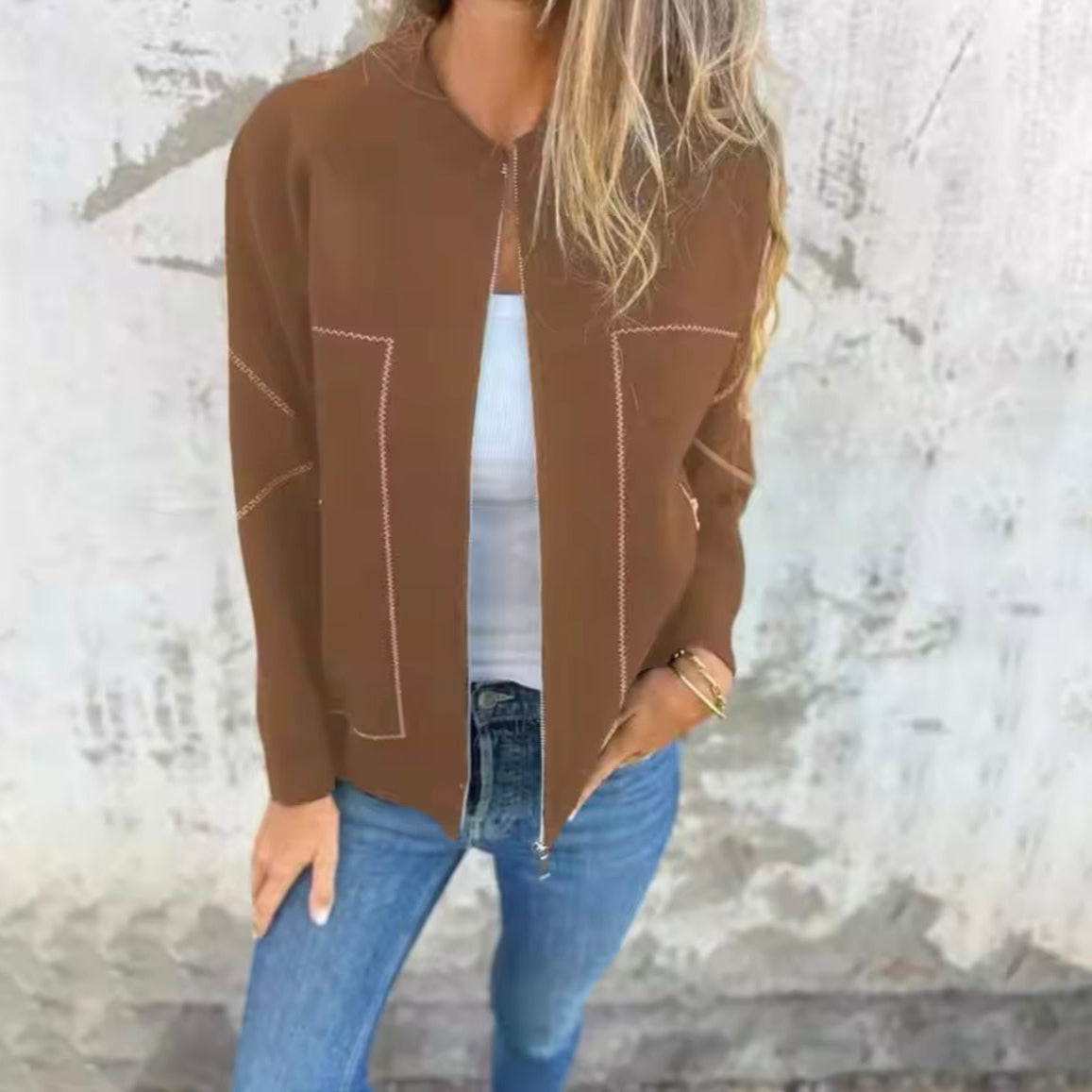 Donna - Elegante giacca con cerniera - Tessuto confortevole