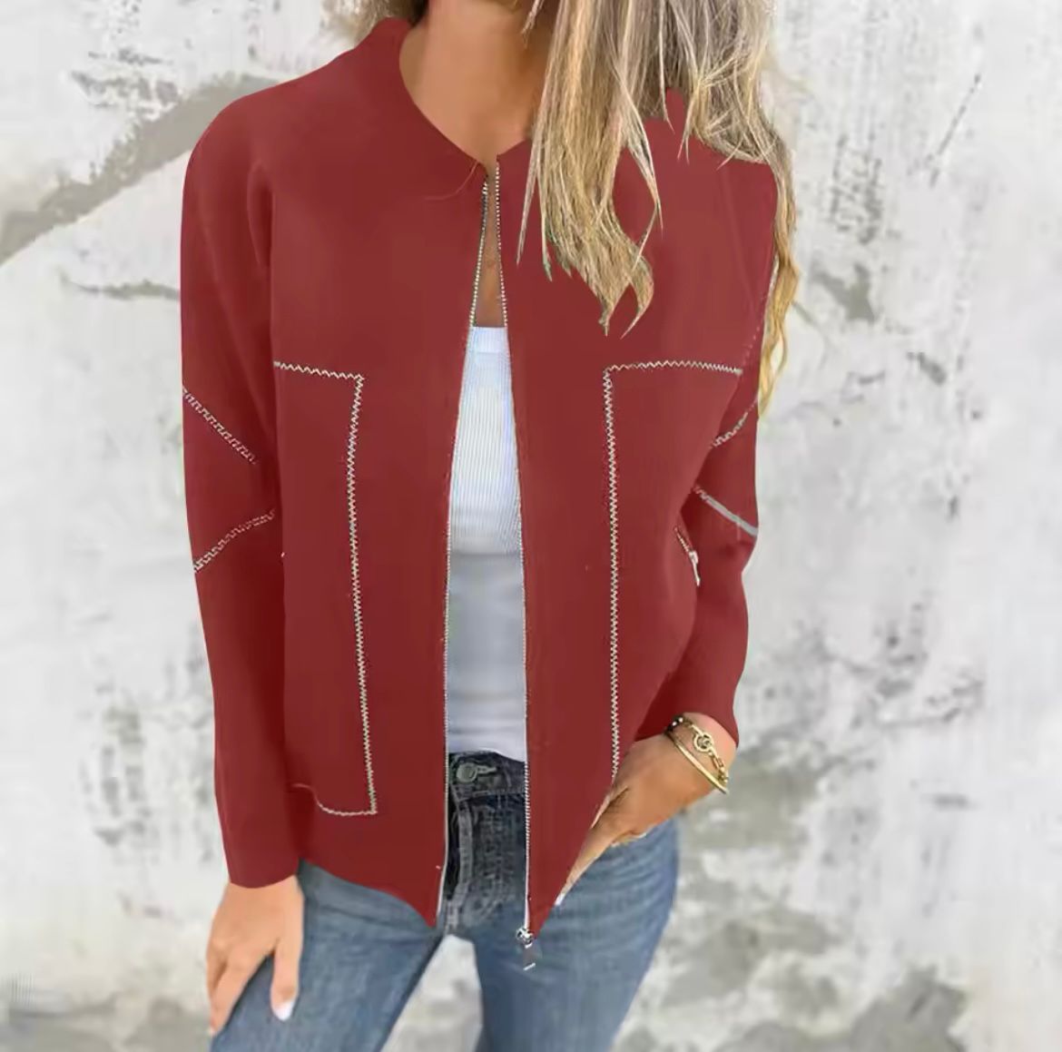 Donna - Elegante giacca con cerniera - Tessuto confortevole