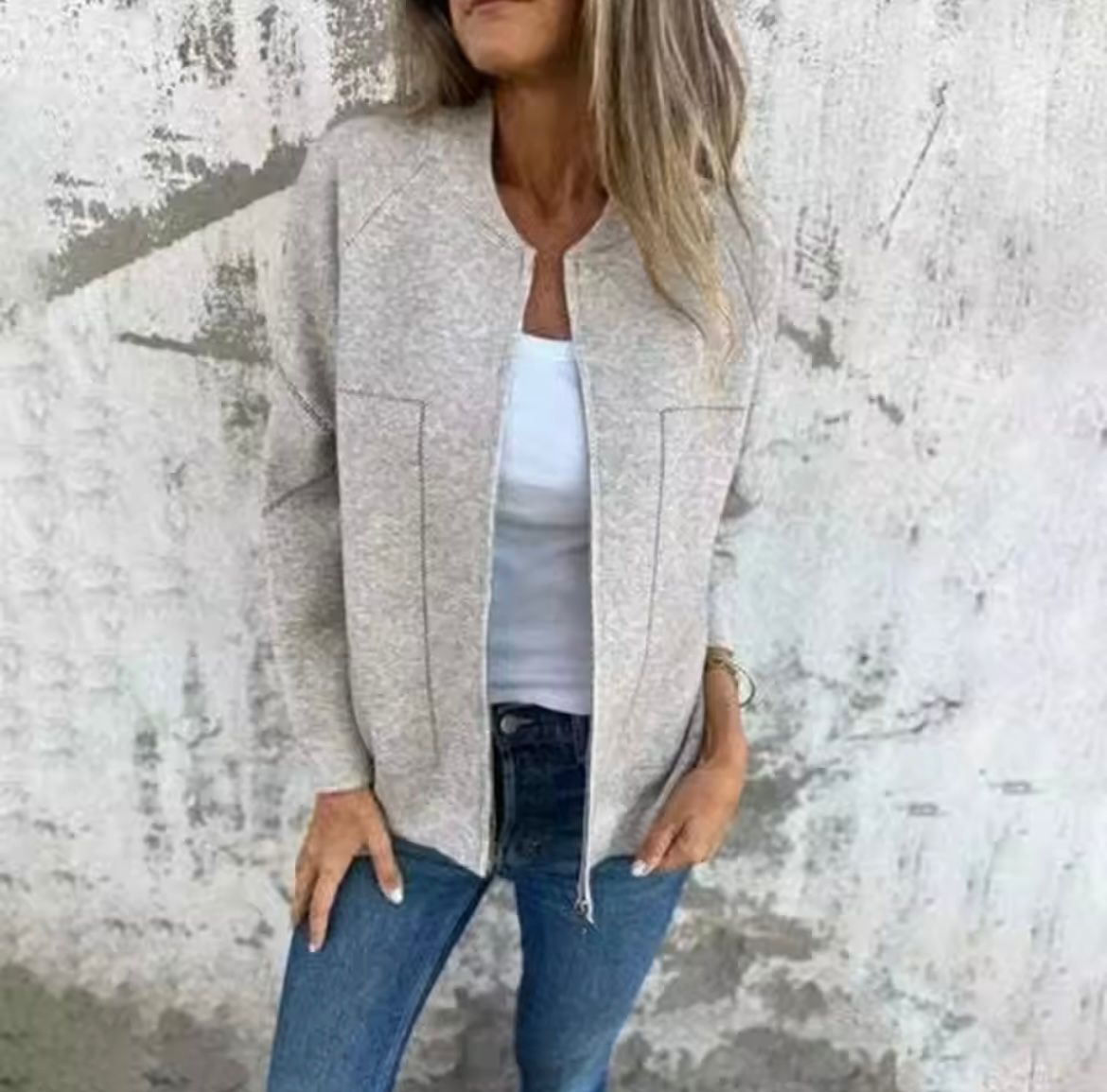 Donna - Elegante giacca con cerniera - Tessuto confortevole