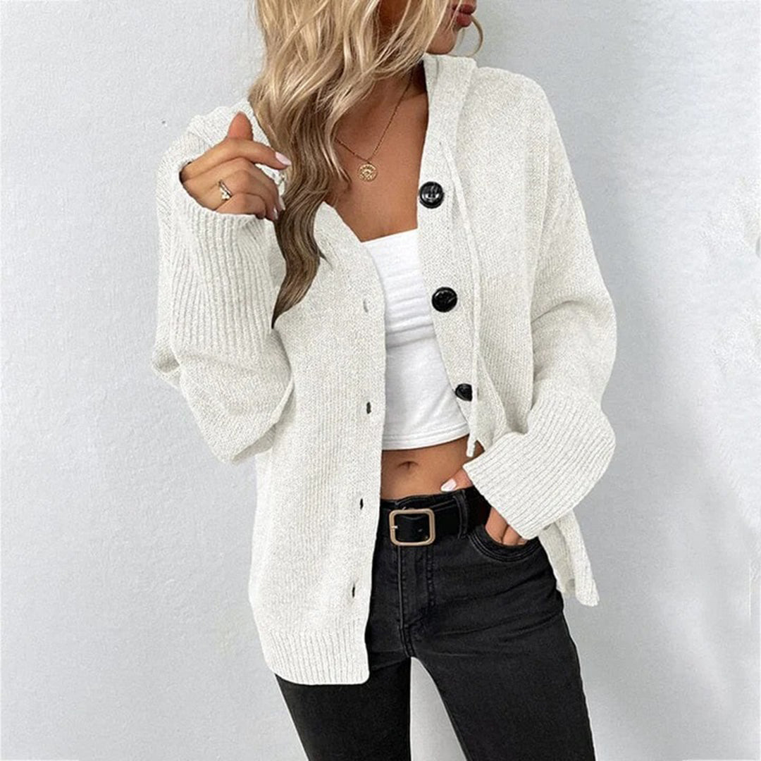 Donna - Cardigan in maglia con cappuccio - Accogliente ed elegante
