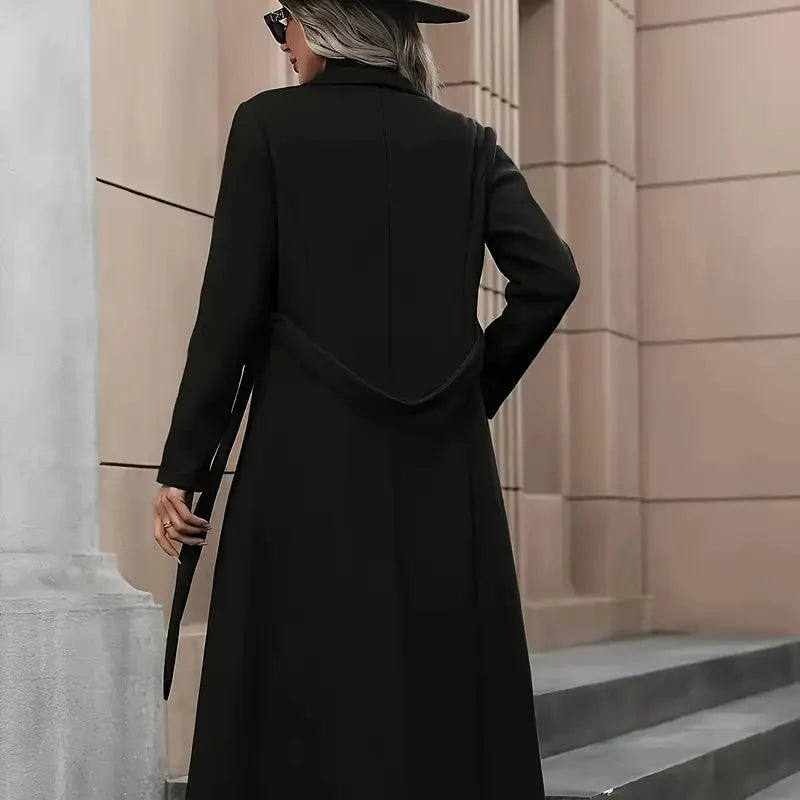 Donna - Trench lungo con cintura - Taglio sartoriale