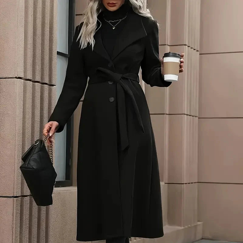 Donna - Trench lungo con cintura - Taglio sartoriale
