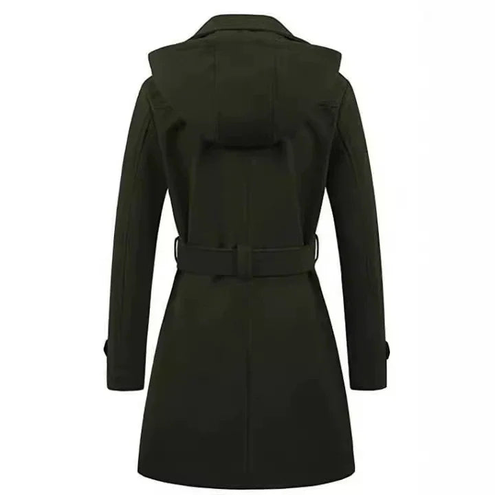 Donna - Cappotto con cappuccio dal taglio sartoriale - Vita con cintura