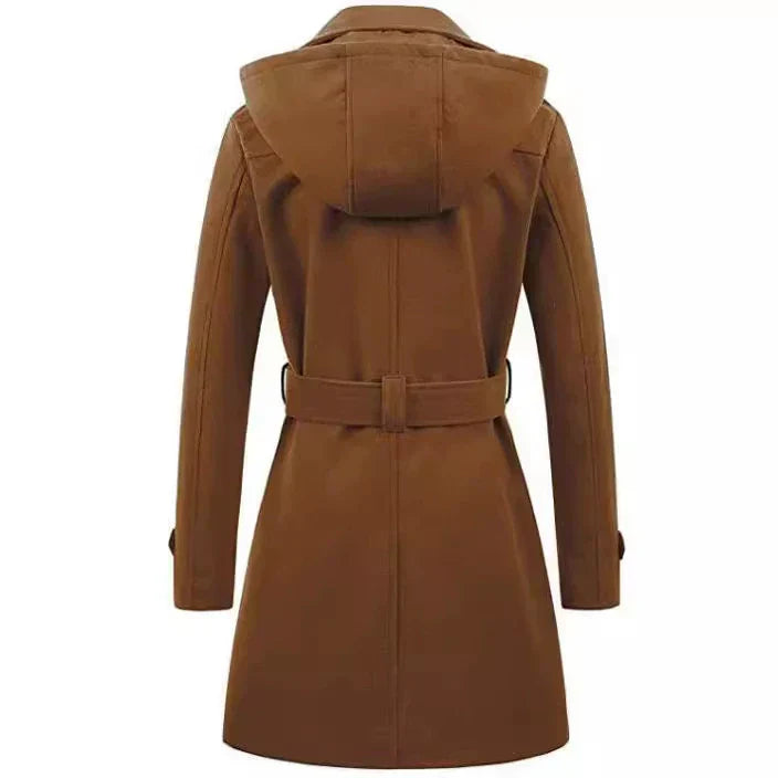 Donna - Cappotto con cappuccio dal taglio sartoriale - Vita con cintura