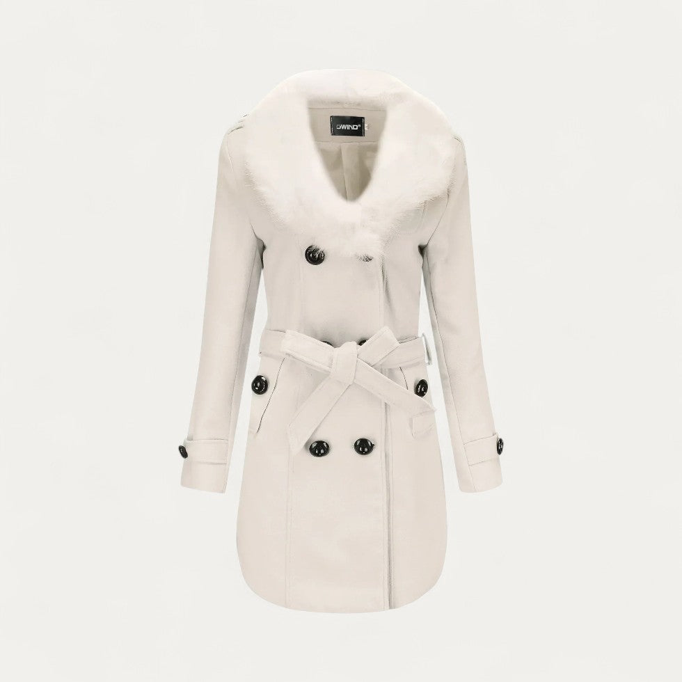 Donna - Trench doppiopetto con pelliccia sintetica