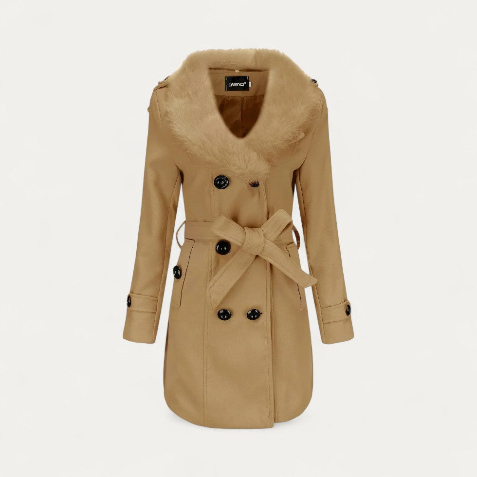 Donna - Trench doppiopetto con pelliccia sintetica