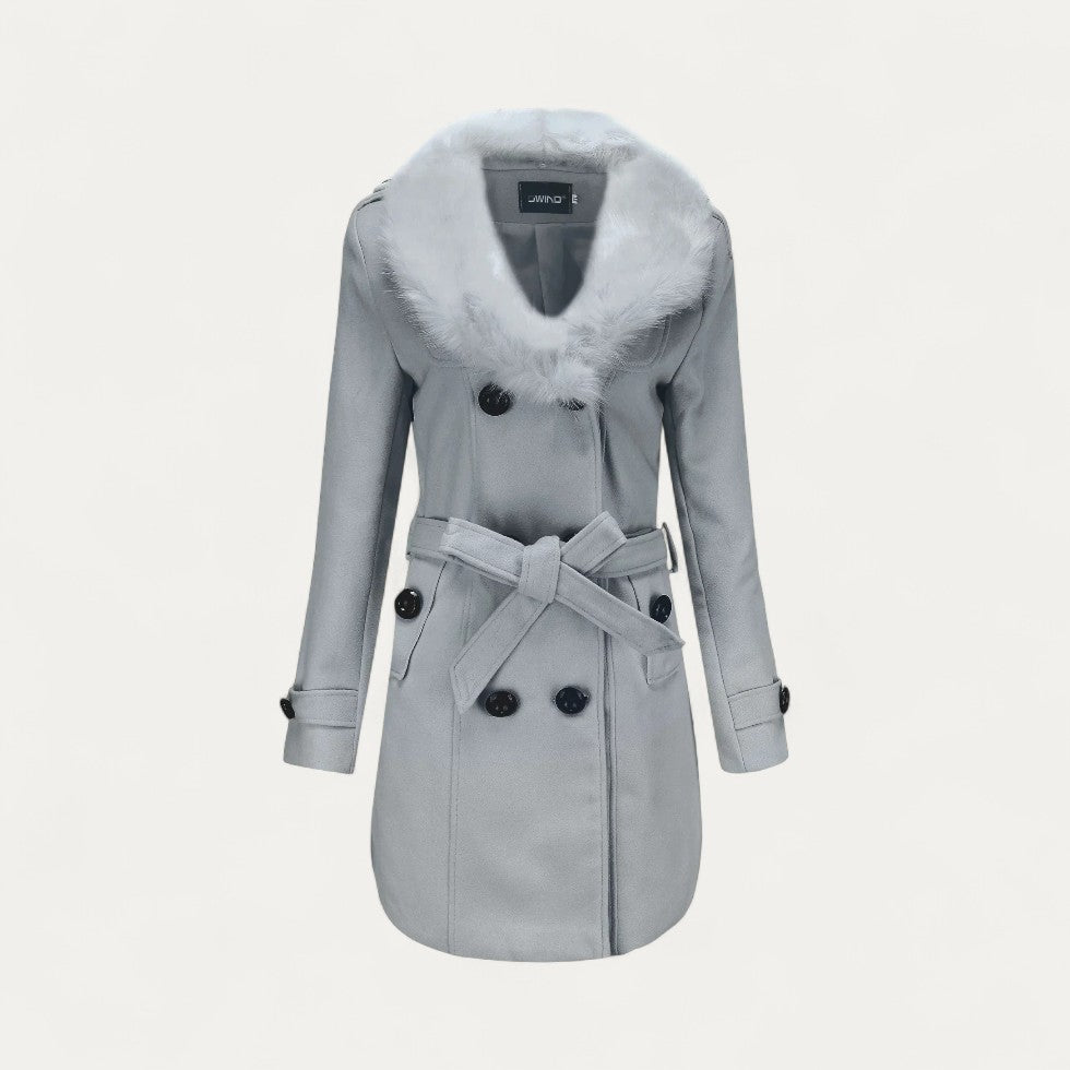 Donna - Trench doppiopetto con pelliccia sintetica