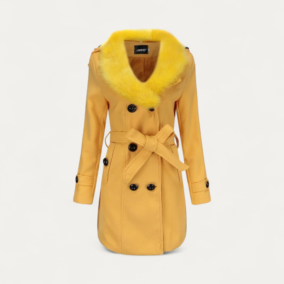 Donna - Trench doppiopetto con pelliccia sintetica