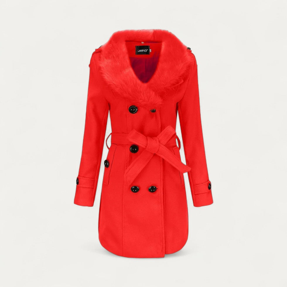 Donna - Trench doppiopetto con pelliccia sintetica