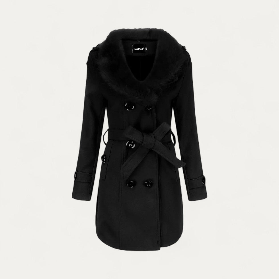 Donna - Trench doppiopetto con pelliccia sintetica