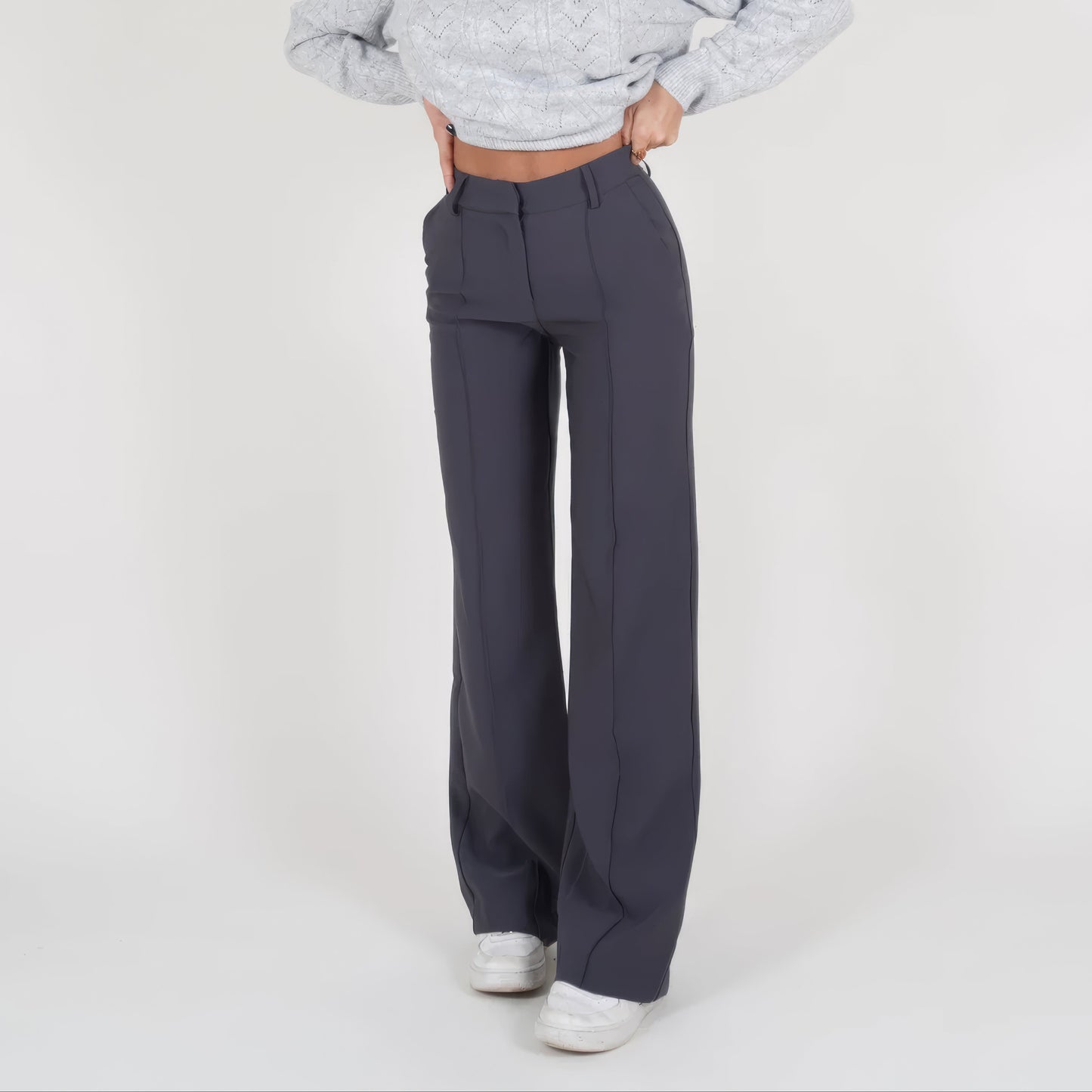 Donna - Pantaloni a vita alta a gamba dritta - Sartoriali